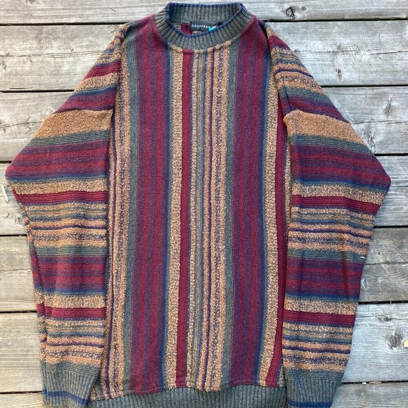 Vintage 90s Geoffery Beene Coogi Style Knit Sweater XL - Picture 2 of 6
